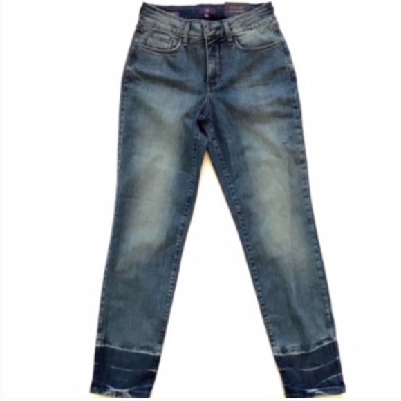 NWT NYDJ Clarissa Ankle Jeans Womens 0 Blue Raw Hem Not Your Daughters Skinny - Picture 3 of 10